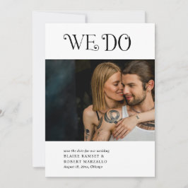 Blaire Black White Modern Bröllop Spara Datumet