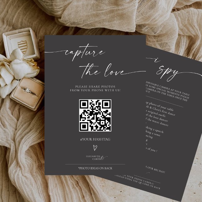 BLAIRE Modern Calligraphy I Spy Bröllop Game Menu OSA Kort (Skapare uppladdad)