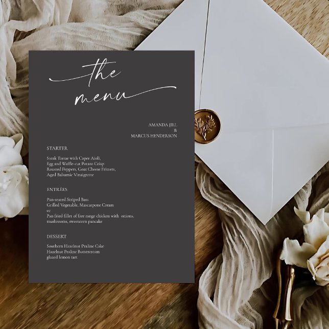 BLAIRE Modern Calligraphy Script Bröllop Meny (Skapare uppladdad)
