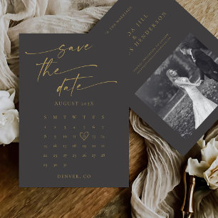 BLAIRE Modern Calligraphy Script Photo Bröllop Spara Datumet