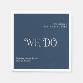 Blaire Navy Blue Modern Bröllop Pappersservett