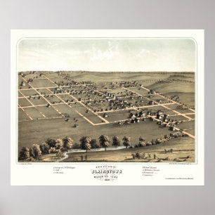 Blairstown, IA Panoramic Karta - 1868 Poster