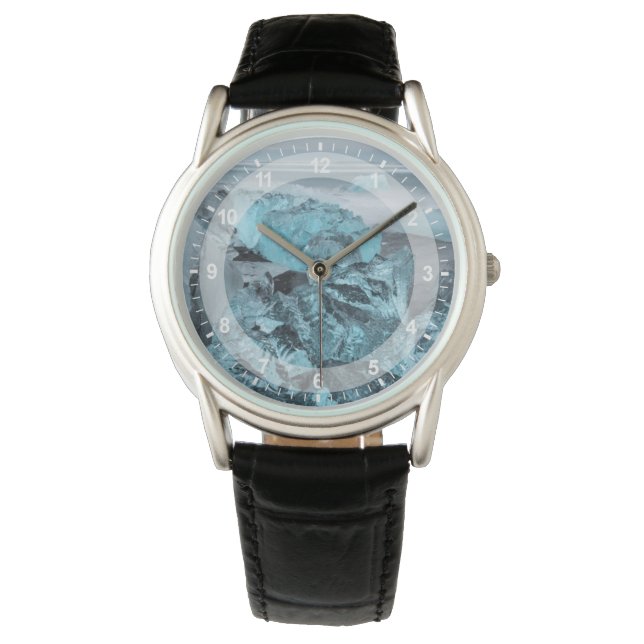 Blåis på strandsjölandskap, Island Armbandsur (Framsida)