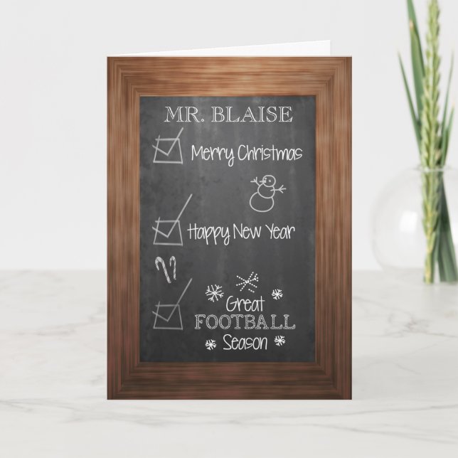 Blaise, julfotboll Coach, Chalkboard Helgkort (Framsida)
