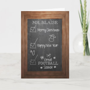 Blaise, julfotboll Coach, Chalkboard Helgkort