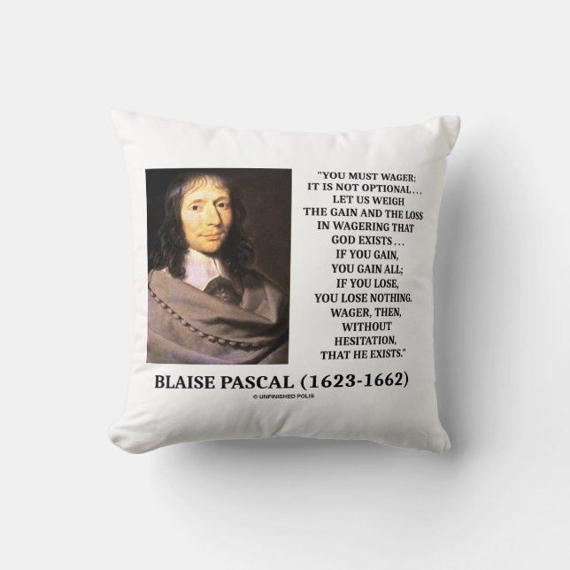 Blaise Pascal Gain Loss Wagering God finns citat Kudde (Framsida)