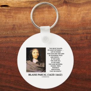 Blaise Pascal Gain Loss Wagering God finns citat Nyckelring