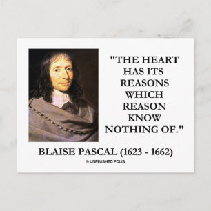 Blaise Pascal Heart Reason känner ingenting till Vykort