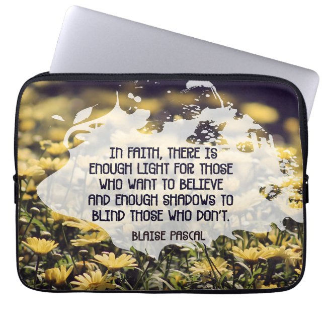 Blaise Pascal Inspirational Quote "In faith" Laptop Fodral (Framsidan)
