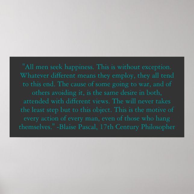 Blaise Pascal om människans lycka Poster (Framsidan)