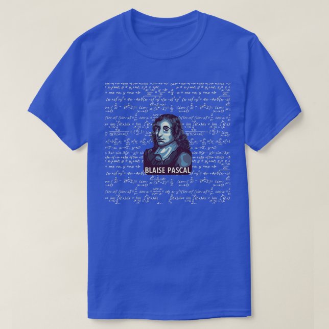 Blaise Pascal Porträtt med matematik T Shirt (Design framsida)