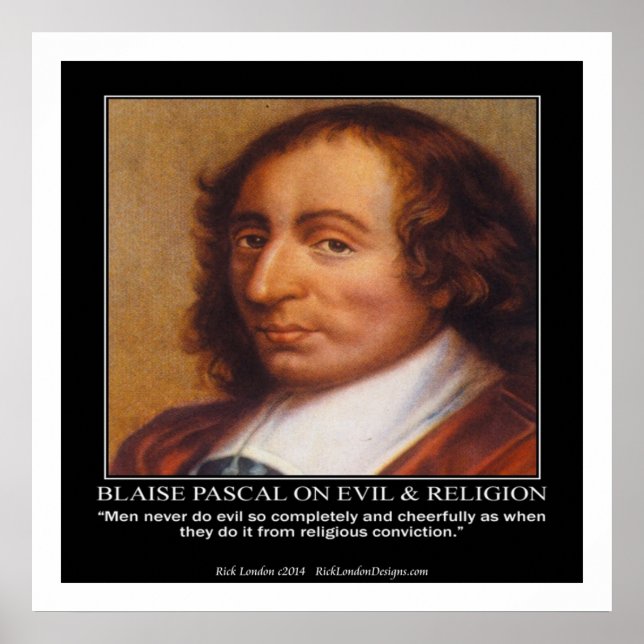 Blaise Pascal & Religiösa Evil Quote Poster (Framsidan)