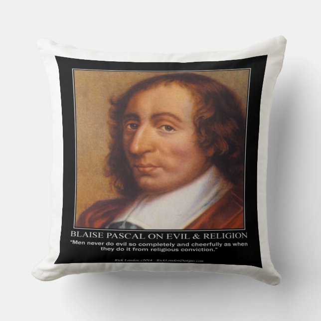 Blaise Pascal & religiöst ondskefullt citat Kastku Kudde (Framsida)