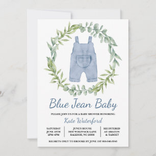 BlåJean Total Denim Baby Shower-inbjudan Inbjudningar