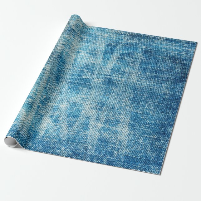 Blåjeans denim-textur presentpapper (Utrullad)