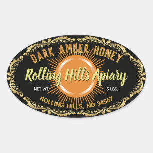 Blak Label Amber Honung Burk Sticker Ovalt Klistermärke