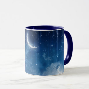 Blåkaffe måne och nattkaffe himlar mugg