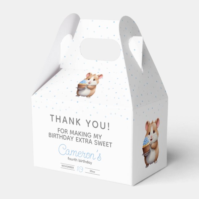 Blåkaka, hamster, nibble och giggla-födelsedag presentaskar (Framsidan Sidan)