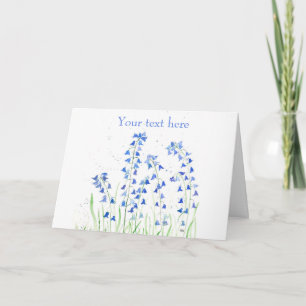 Blåkakor, blåa blommor, vattenfärg kort