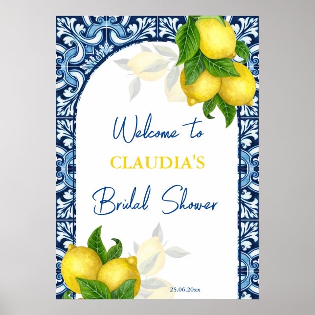Blåkakor och citron - möhippa från Amalfi Poster (Framsidan)