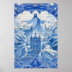 Blåkaksmosaik av jesus, Portugal Poster