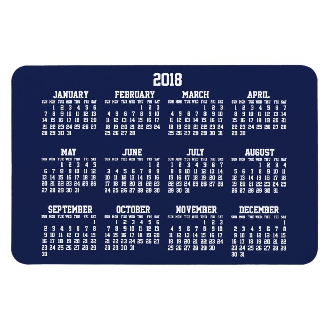 Blåkalender 2018 Stora flexibla magneter (Horisontell)