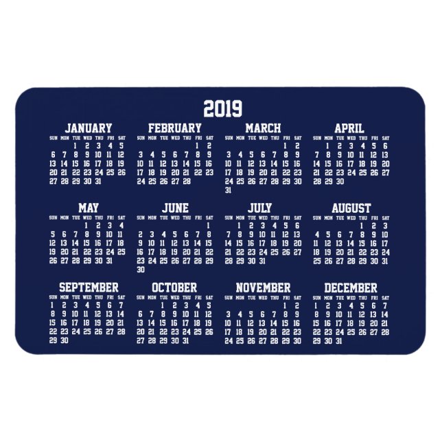 Blåkalender 2019 Stora flexibla magneter (Horisontell)