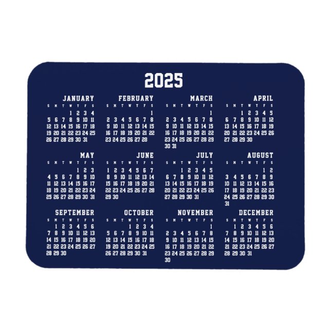 Blåkalender 2025 Flexibel magnet (Horisontell)