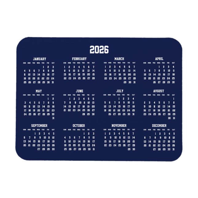 Blåkalender 2026 Flexibel magnet (Horisontell)