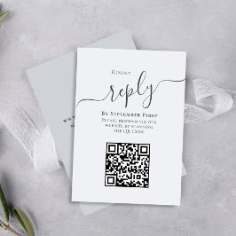 Blåkalligrafi QR-kodsvar Bröllop OSA Kort