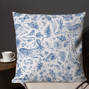Blåkaniner och kaniner från vintage och vår blommo kudde