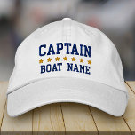 Blåkaptenen i sjöflottan... Båt Namn White Broderad Keps<br><div class="desc">Nautisk kapten Din Boat Namn Personlig Cap White och Navy Blue</div>