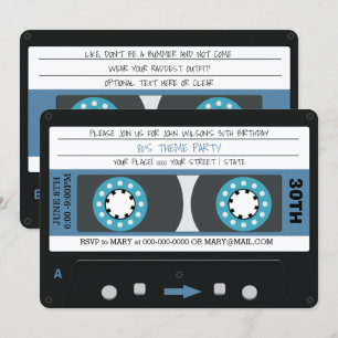 Blåkassettbandsåterställning, 80-sekunders Födelse Inbjudningar