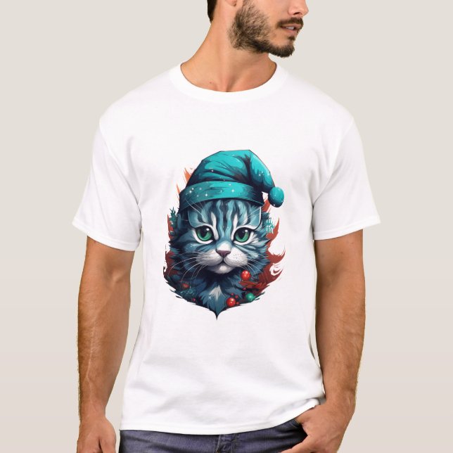 Blåkatt med hatt t shirt (Framsida)