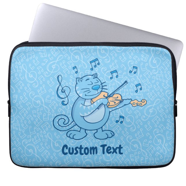 Blåkatt med Violin Laptop sleeve (Framsidan)