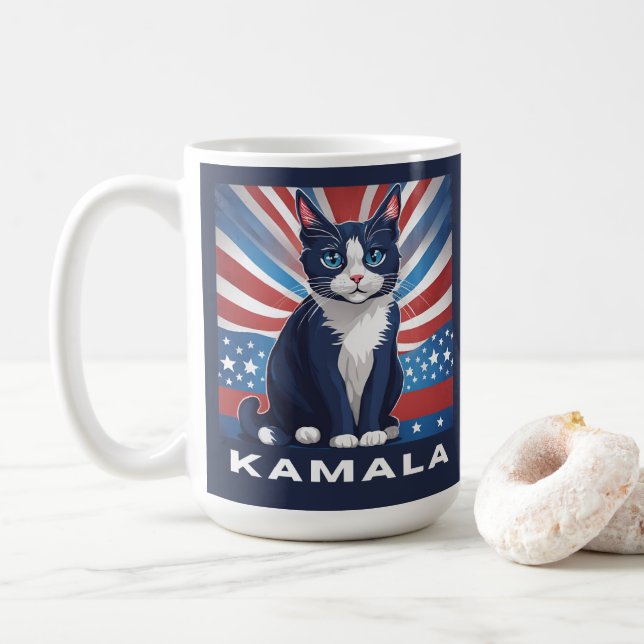 Blåkatten för Kamala 2024 Kaffemugg (Med munk)
