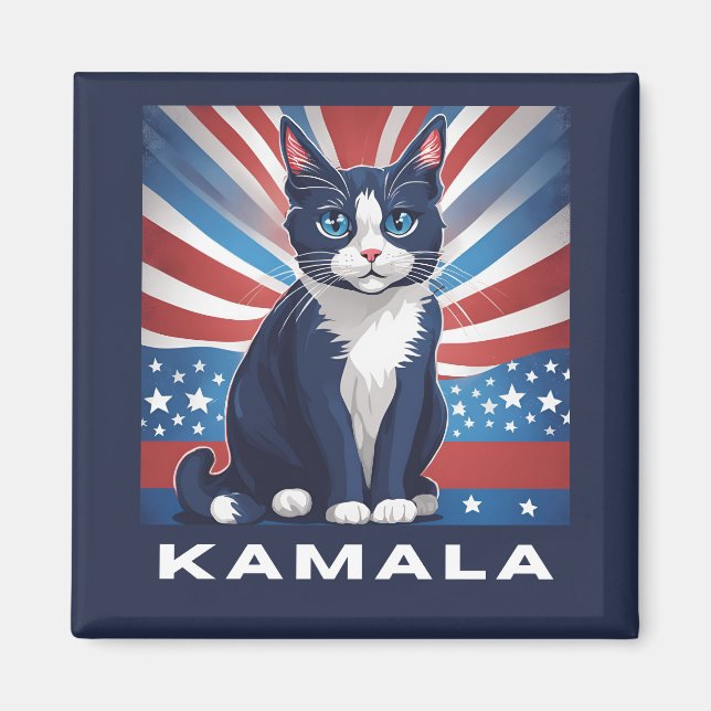 Blåkatten för Kamala 2024 Magnet (Framsidan)