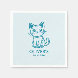 Blåkattens födelsedagsfest med anpassningsbar färg pappersservett