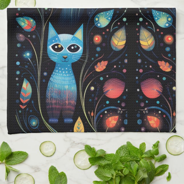 Blåkatter Kökshandduk (Vikta)