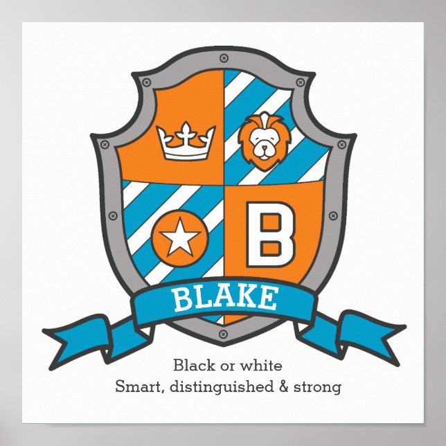 Blake boys namn och orange vapensköld poster (Framsidan)