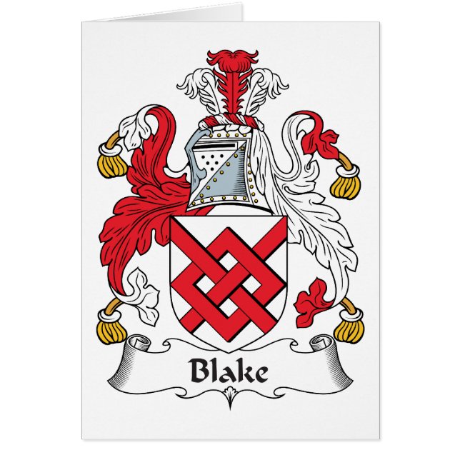 Blake familjvapensköld hälsningskort (Framsidan)