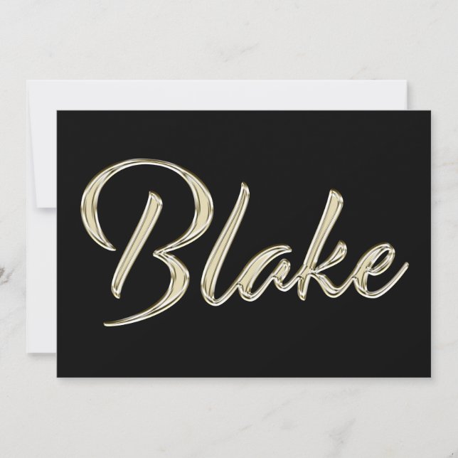 Blake Name white gold Handwriting Karte Kort (Framsida)