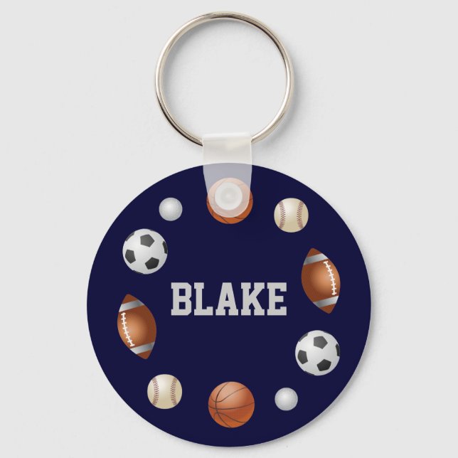 Blake World of Sports Namn Keychain - Navy Blue Nyckelring (Framsida)
