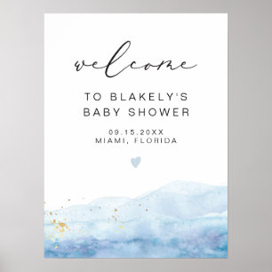 BLAKELY Himlar Blue Watercolor Guld Fleck Baby Sho Poster