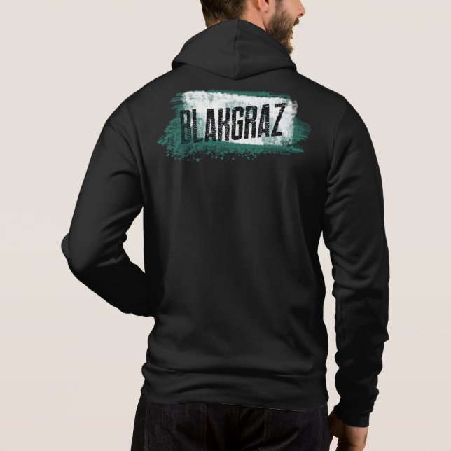 Blakgraz-Grönt och vit målad penselhodie T Shirt (Baksida)