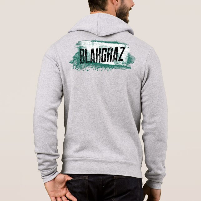 Blakgraz-Grönt och vit målad penselhodie T Shirt (Baksida)