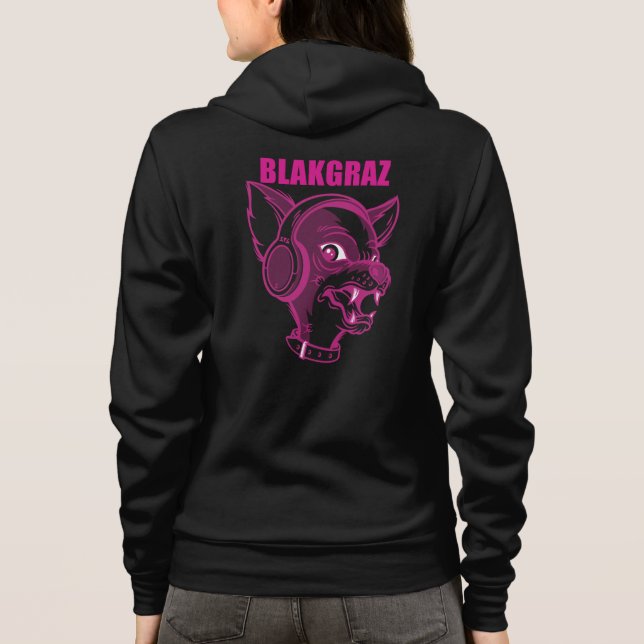 Blakgraz Lucy Hund med hörlurarna T-Shirt (Baksida)