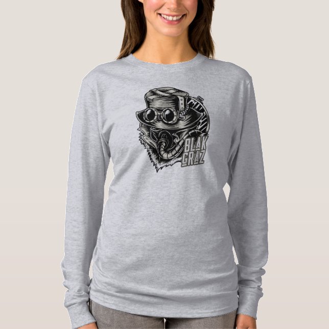 Blakgraz Steampunk Hat och Goggles T Shirt (Framsida)