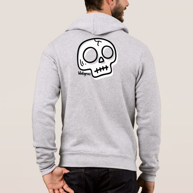 Blakgraz Tecknad Skull Hoodie T Shirt (Baksida)