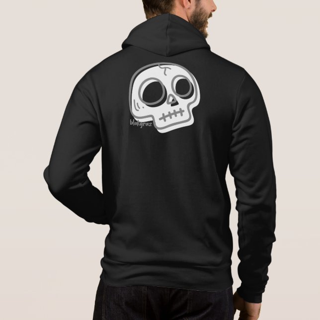 Blakgraz Tecknad Skull Hoodie T Shirt (Baksida)